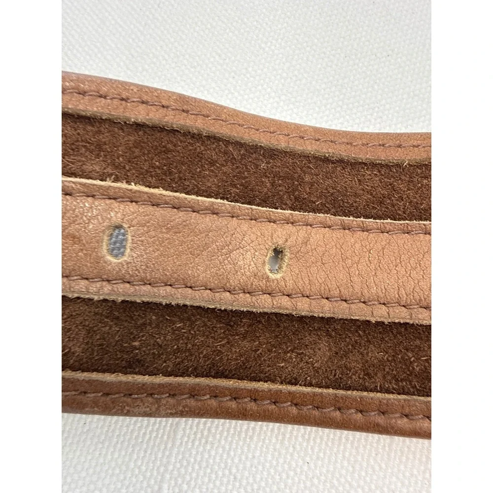 Vintage Leather Belt Womens 35 Brown Suede Silver Buckle Y2K Western Boho